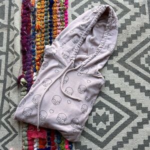Chaser Lavender Skulls w/ heart eyes ~ Hooded Sweatshirt ~ size Medium ~ so soft
